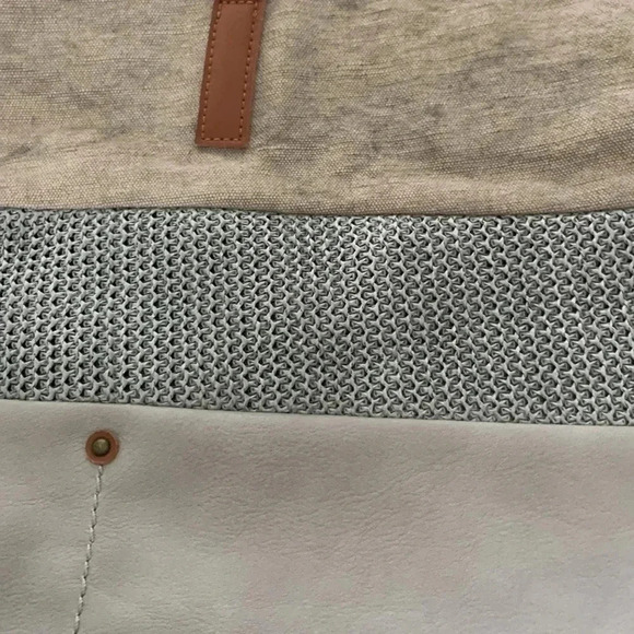 Clarks Gray Leather and Canvas Zip Top Tote - Picture 5 of 9